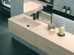 Plan vasque lavabo, sur mesure, Largeur 70 à 200 cm x Profondeur 40 à 80 cm, résine composite de haute qualité, Finition lisse blanc BRILLANT laqué ou mate, Livraison Offerte.